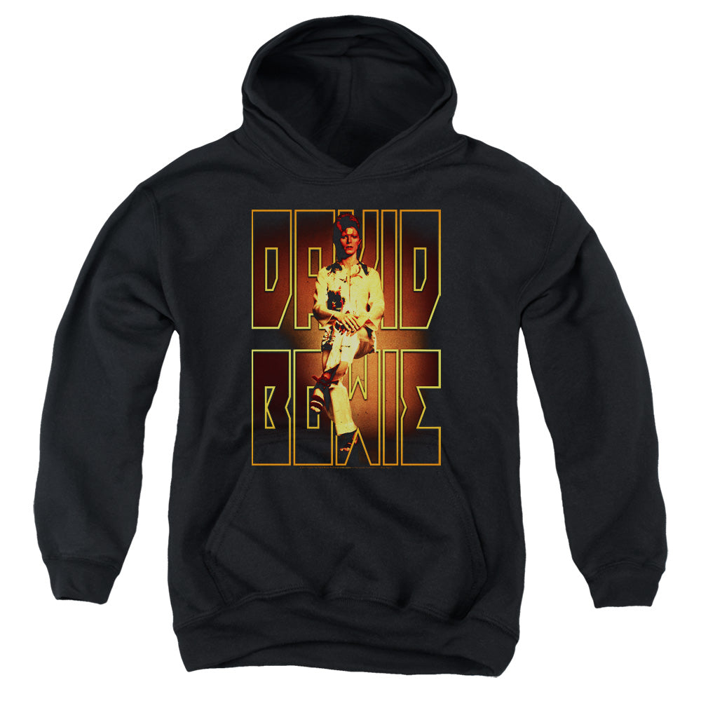 DAVID BOWIE/PERCHED - YOUTH PULLOVER HOODIE - BLACK