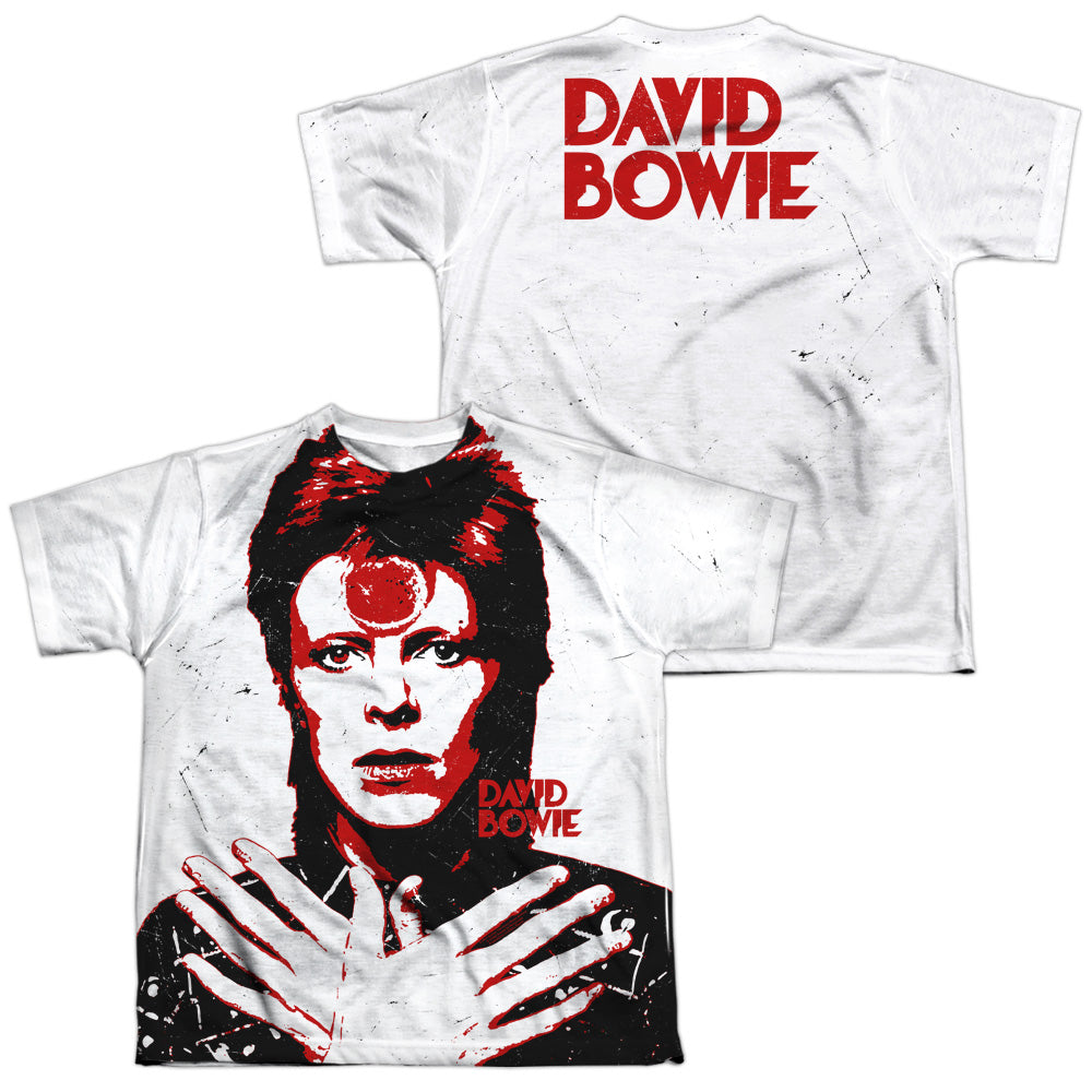 DAVID BOWIE/PIERCING GAZE (FRONT/BACK PRINT) - S/S YOUTH POLY CREW - MULTI