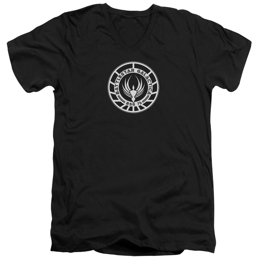 BSG/GALACTICA BADGE - S/S ADULT V-NECK 30/1 - BLACK
