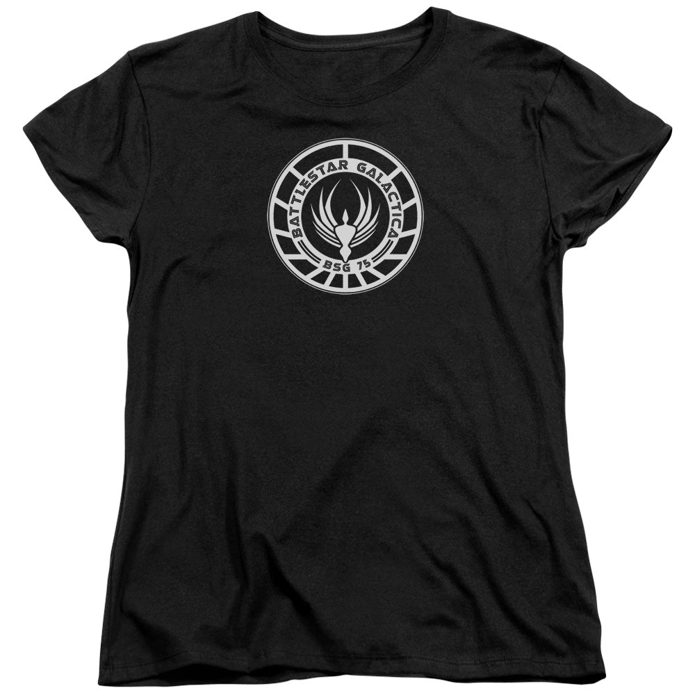 BSG/GALACTICA BADGE - S/S WOMENS TEE - BLACK
