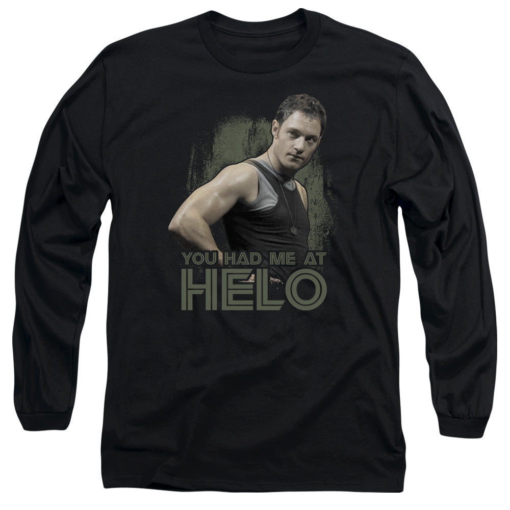 BSG/HAD ME AT HELO - L/S ADULT 18/1 - BLACK