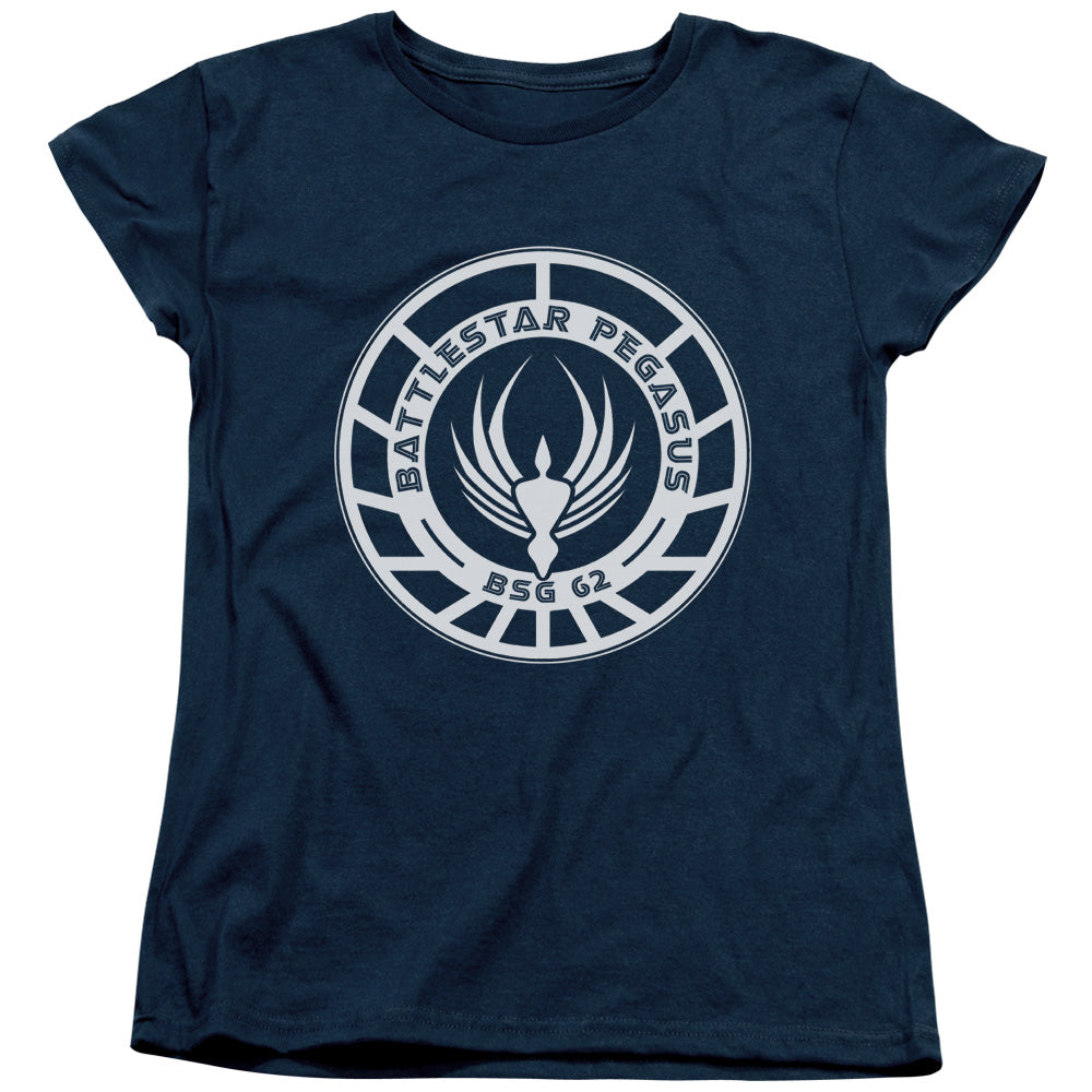 BSG/PEGASUS BADGE - S/S WOMENS TEE - NAVY