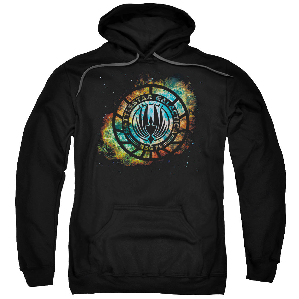 BATTLESTAR GALACTICA/EMBLEM KNOCK-OUT - ADULT PULLOVER HOODIE - BLACK