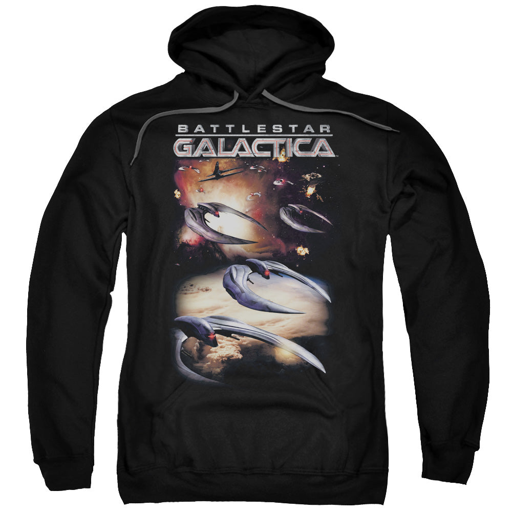 BATTLESTAR GALACTICA (NEW)/WHEN CYLONS ATTACK - ADULT PULLOVER HOODIE - BLACK