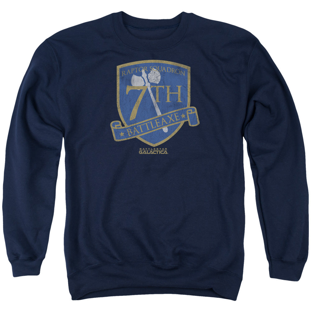 BSG/BATTLEAXE BADGE - ADULT CREWNECK SWEATSHIRT - NAVY
