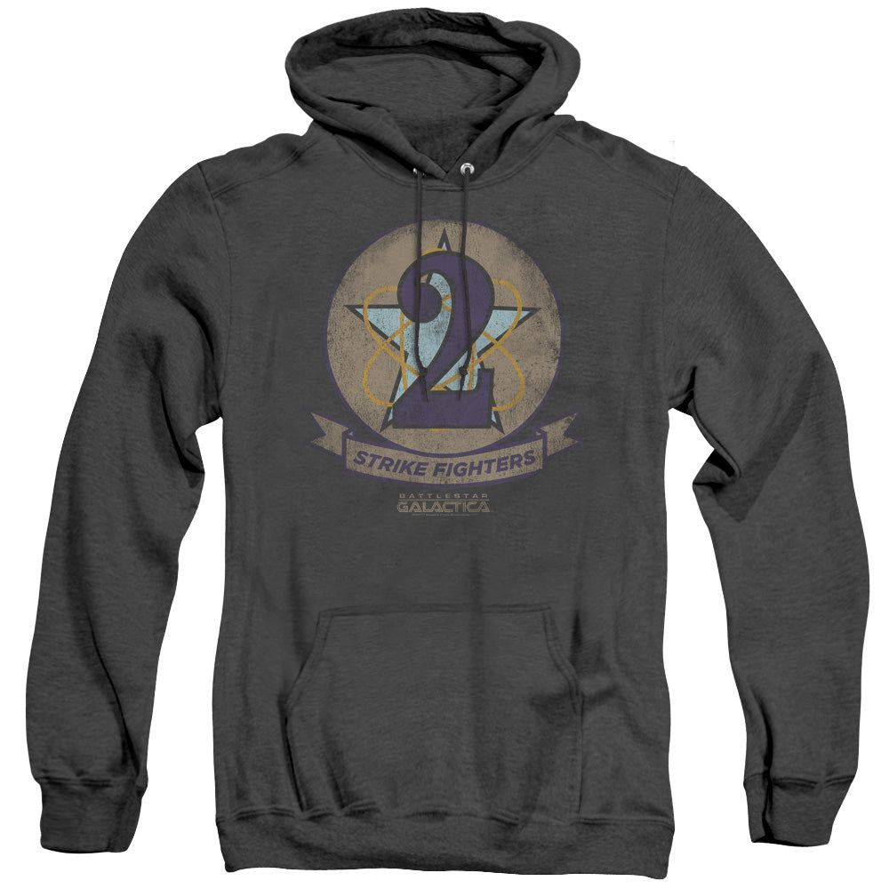 BSG/STRIKE FIGHTERS BADGE - ADULT HEATHER HOODIE - BLACK