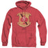 BSG/RED ACES BADGE - ADULT HEATHER HOODIE - RED