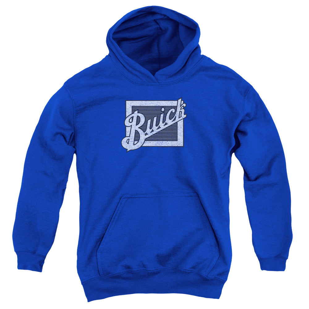 BUICK/DISTRESSED EMBLEM - YOUTH PULLOVER HOODIE - ROYAL BLUE