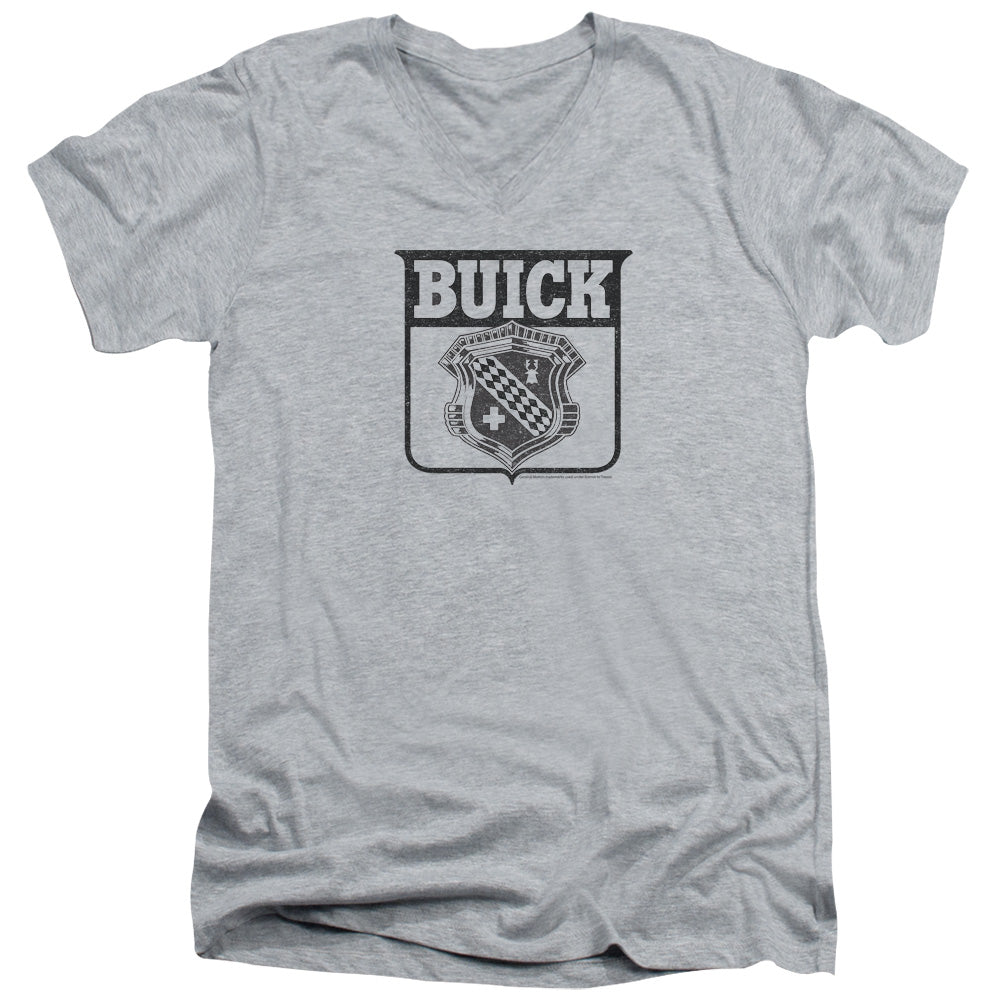 BUICK/1946 EMBLEM - S/S ADULT V-NECK 30/1 - ATHLETIC HEATHER