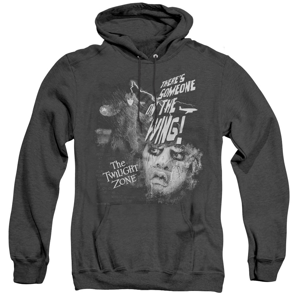 TWILIGHT ZONE/SOMEONE ON THE WING - ADULT HEATHER HOODIE - BLACK