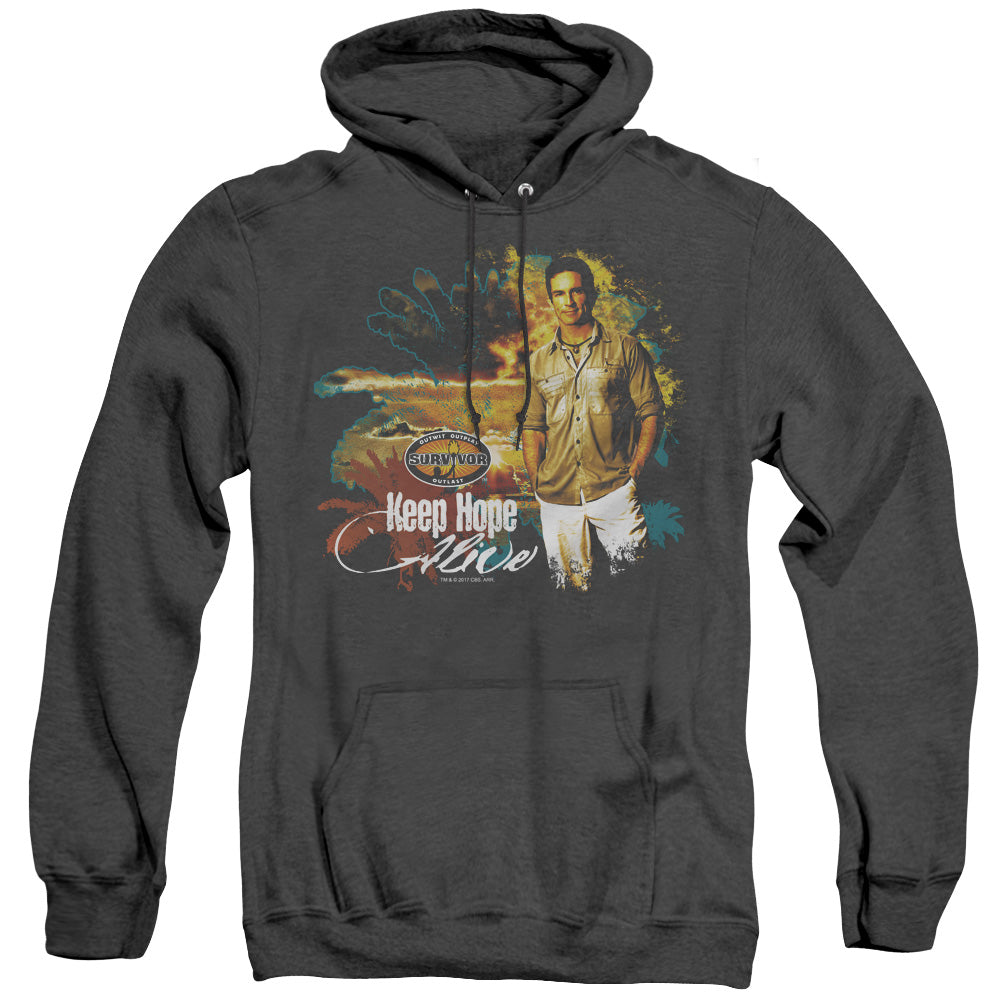 SURVIVOR/KEEP HOPE ALIVE - ADULT HEATHER HOODIE - BLACK