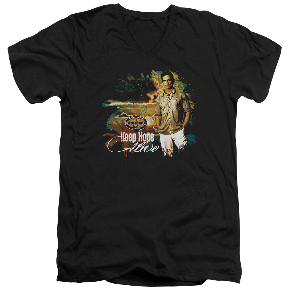 SURVIVOR/KEEP HOPE ALIVE - S/S ADULT V-NECK 30/1 - BLACK