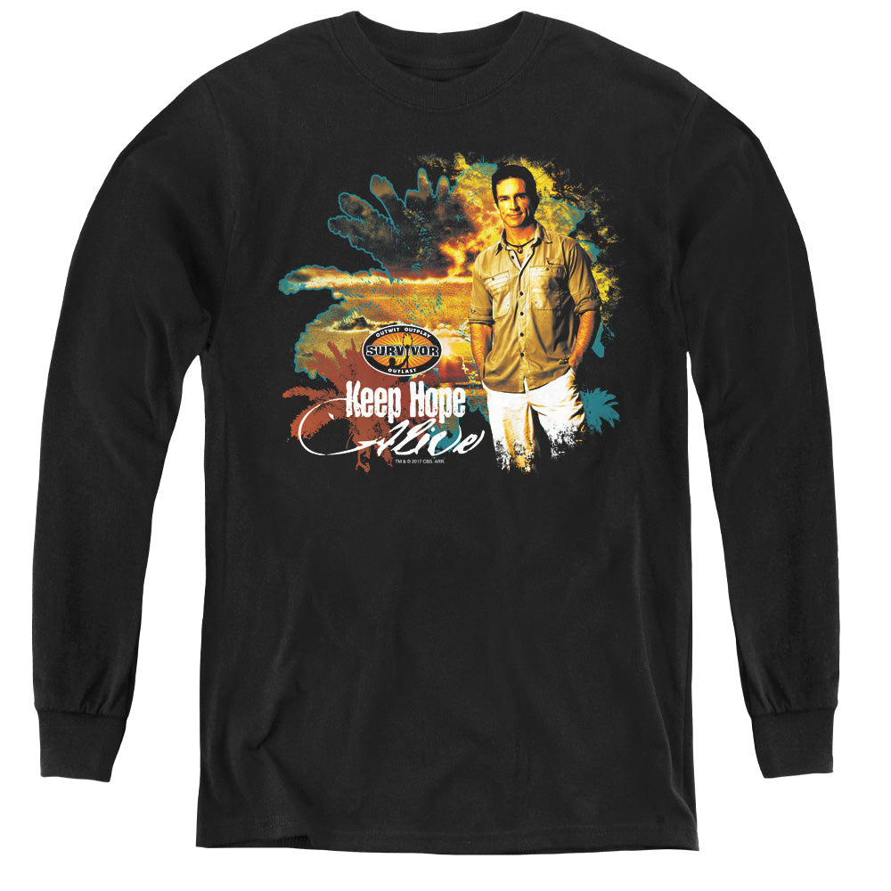SURVIVOR/KEEP HOPE ALIVE - YOUTH LONG SLEEVE TEE - BLACK