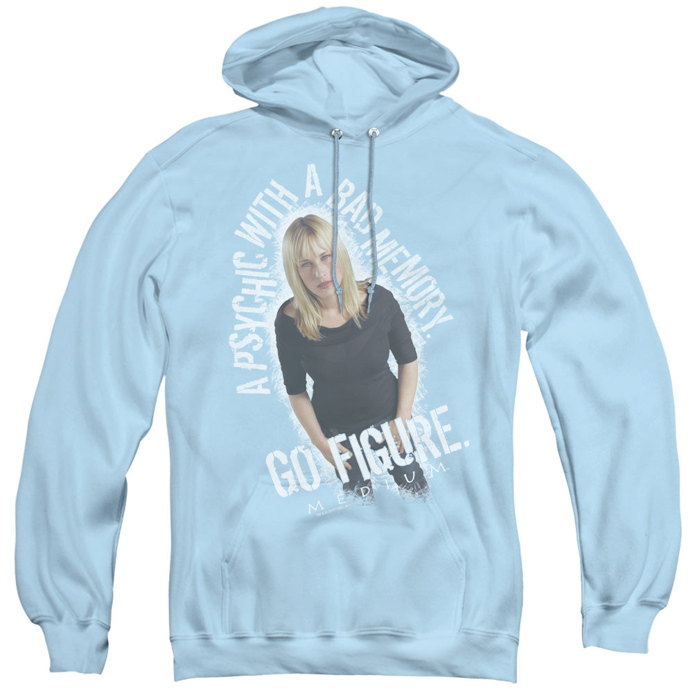MEDIUM/GO FIGURE - ADULT PULLOVER HOODIE - LIGHT BLUE