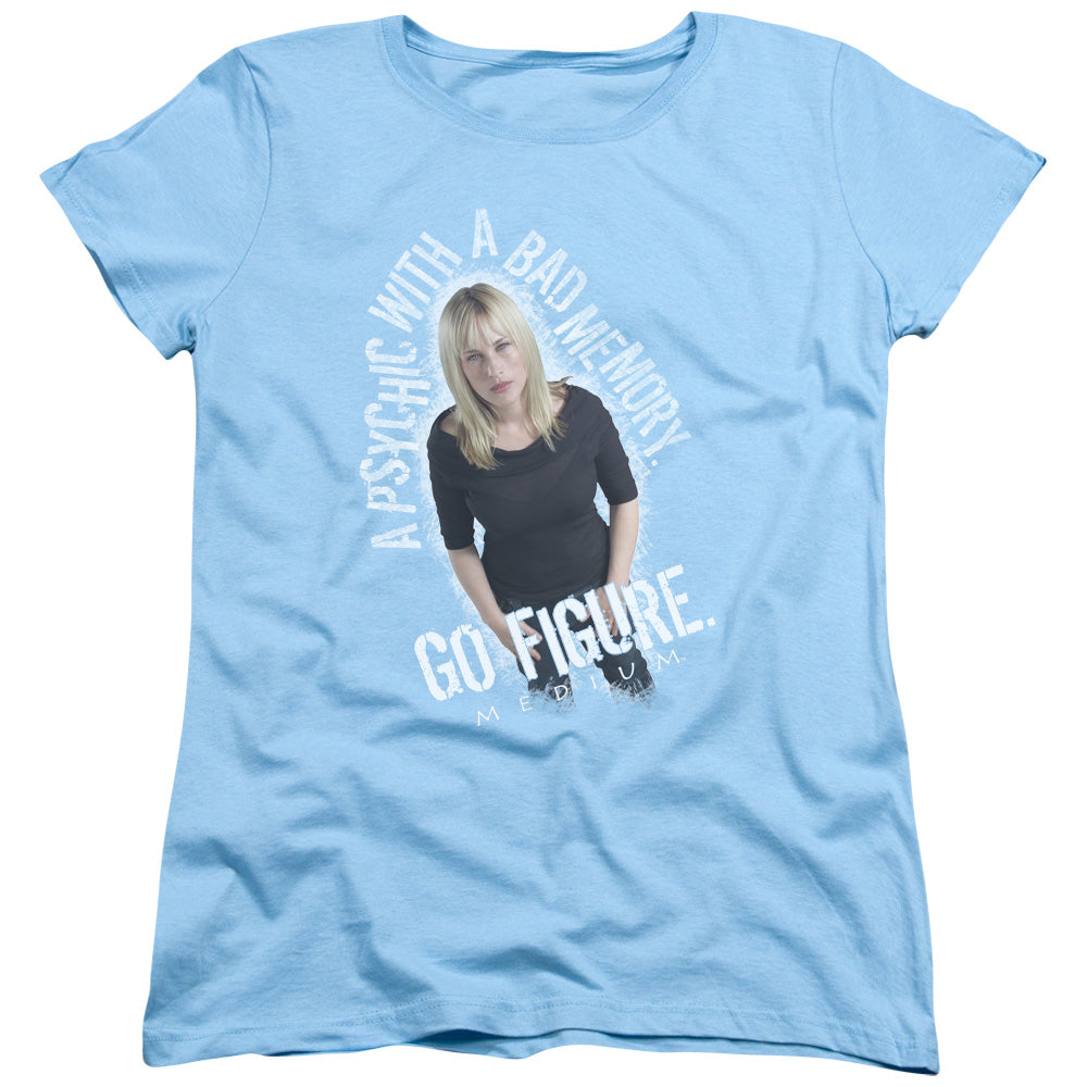MEDIUM/GO FIGURE - S/S WOMENS TEE - LIGHT BLUE