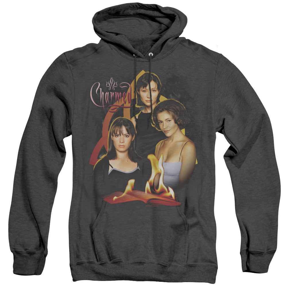 CHARMED/ORIGINAL THREE - ADULT HEATHER HOODIE - BLACK