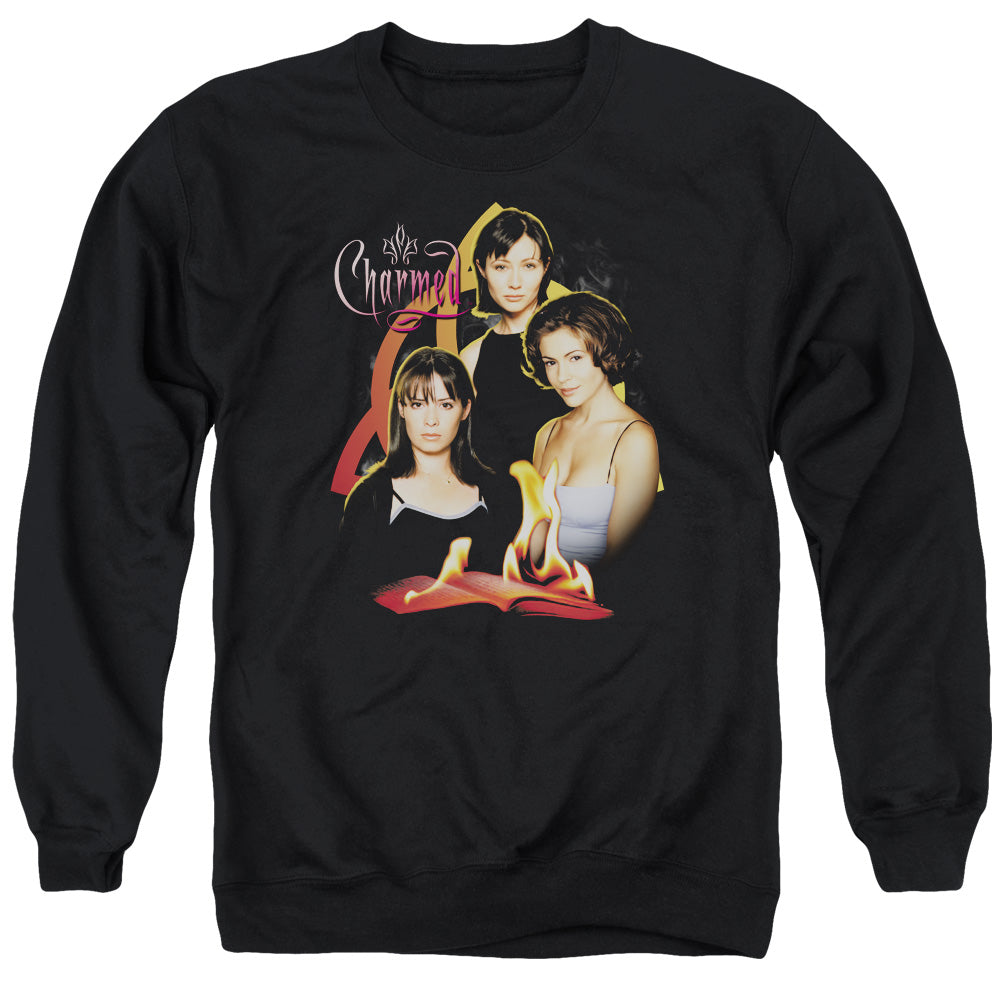 CHARMED/ORIGINAL THREE - ADULT CREWNECK SWEATSHIRT - BLACK