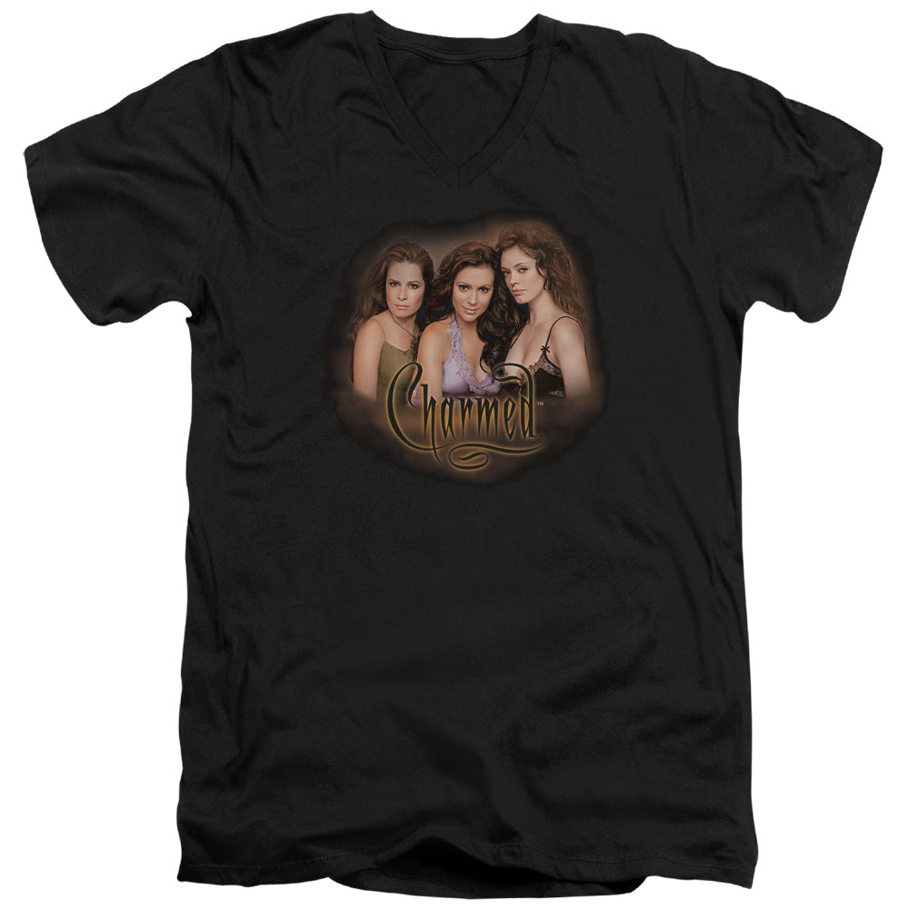 CHARMED/SMOKIN - S/S ADULT V-NECK 30/1 - BLACK