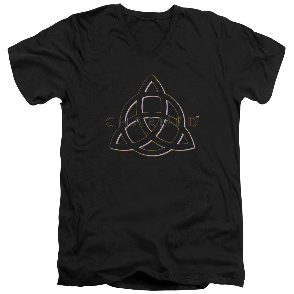 CHARMED/TRIPLE LINKED LOGO - S/S ADULT V-NECK 30/1 - BLACK