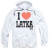 TAXI/I HEART LATKA - ADULT PULLOVER HOODIE - WHITE
