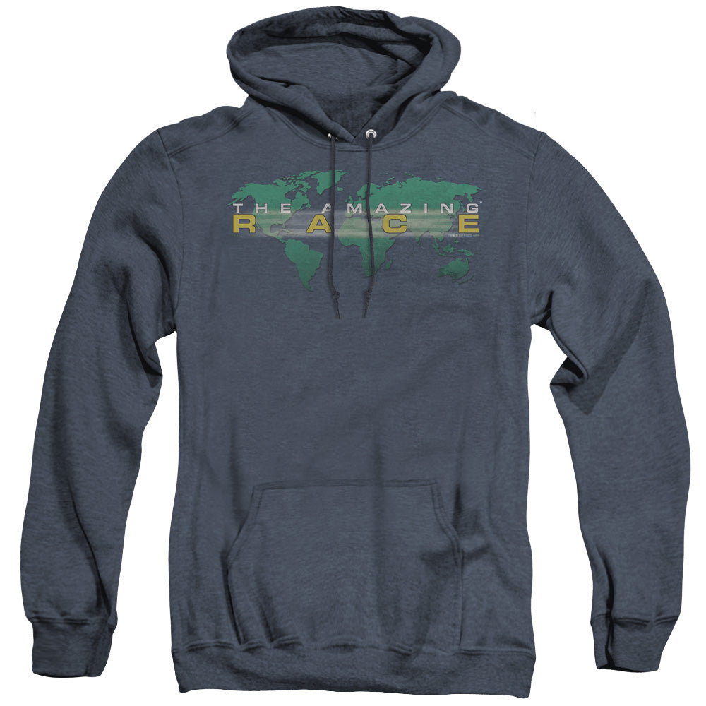 AMAZING RACE/AROUND THE WORLD - ADULT HEATHER HOODIE - NAVY