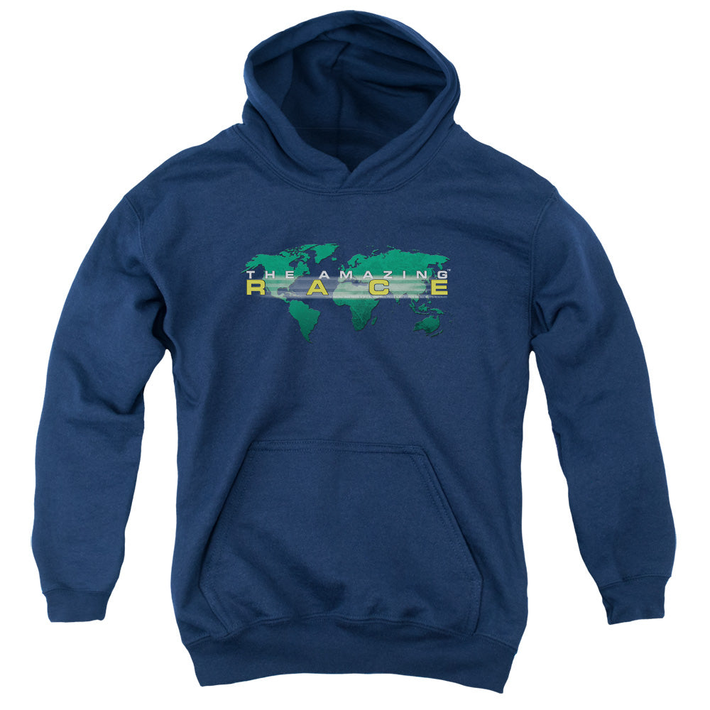 AMAZING RACE/AROUND THE WORLD - YOUTH PULLOVER HOODIE - NAVY