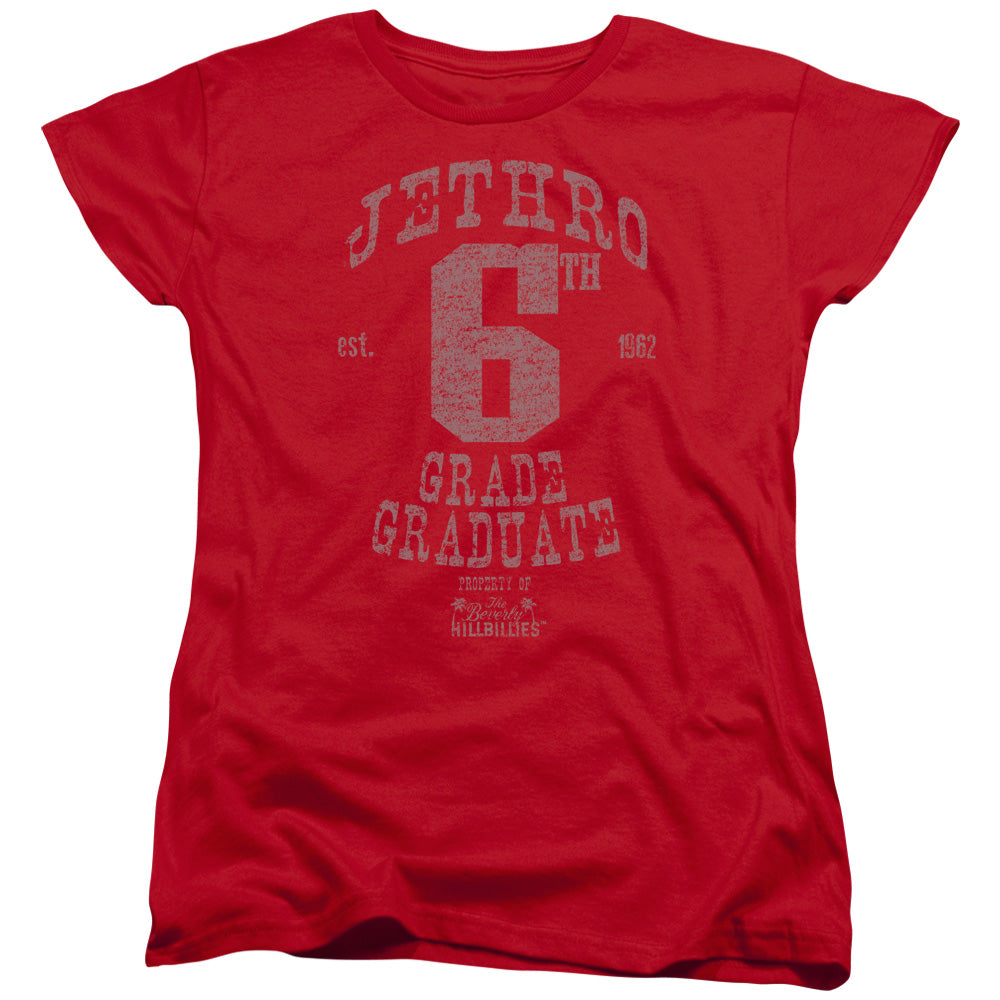 BEVERLY HILLBILLIES/MR 6TH GRADE GRAD - S/S WOMENS TEE - RED