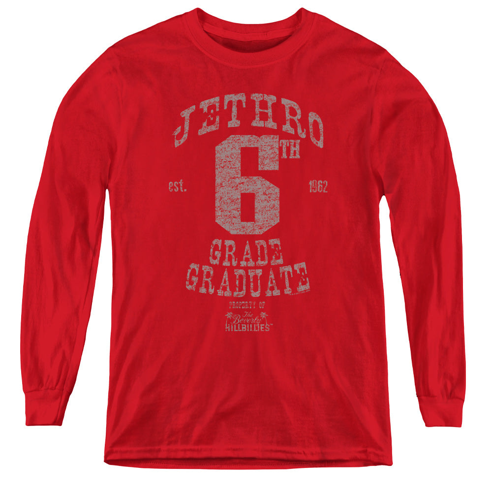 BEVERLY HILLBILLIES/MR 6TH GRADE GRAD - YOUTH LONG SLEEVE TEE - RED