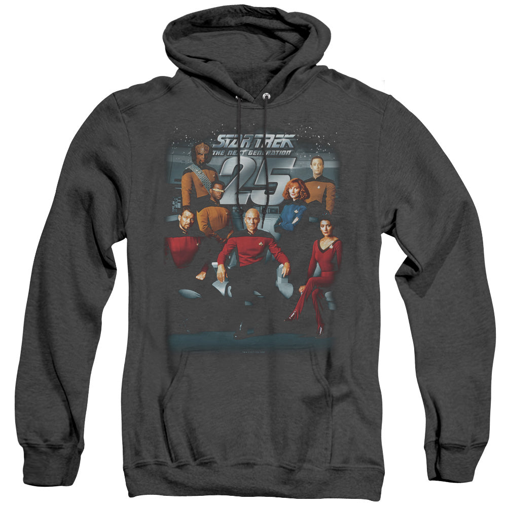 STAR TREK/25TH ANNIVERSARY CREW - ADULT HEATHER HOODIE - BLACK