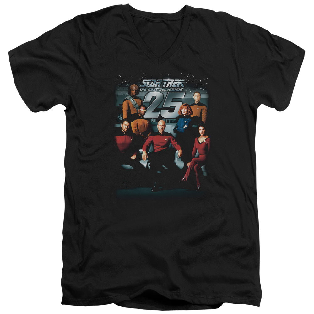 STAR TREK/25TH ANNIVERSARY CREW - S/S ADULT V-NECK 30/1 - BLACK