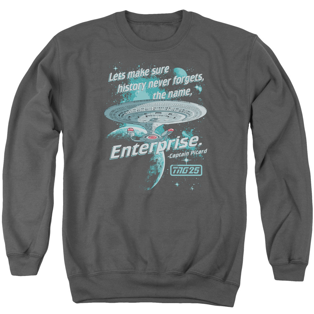STAR TREK/NEVER FORGET - ADULT CREWNECK SWEATSHIRT - CHARCOAL