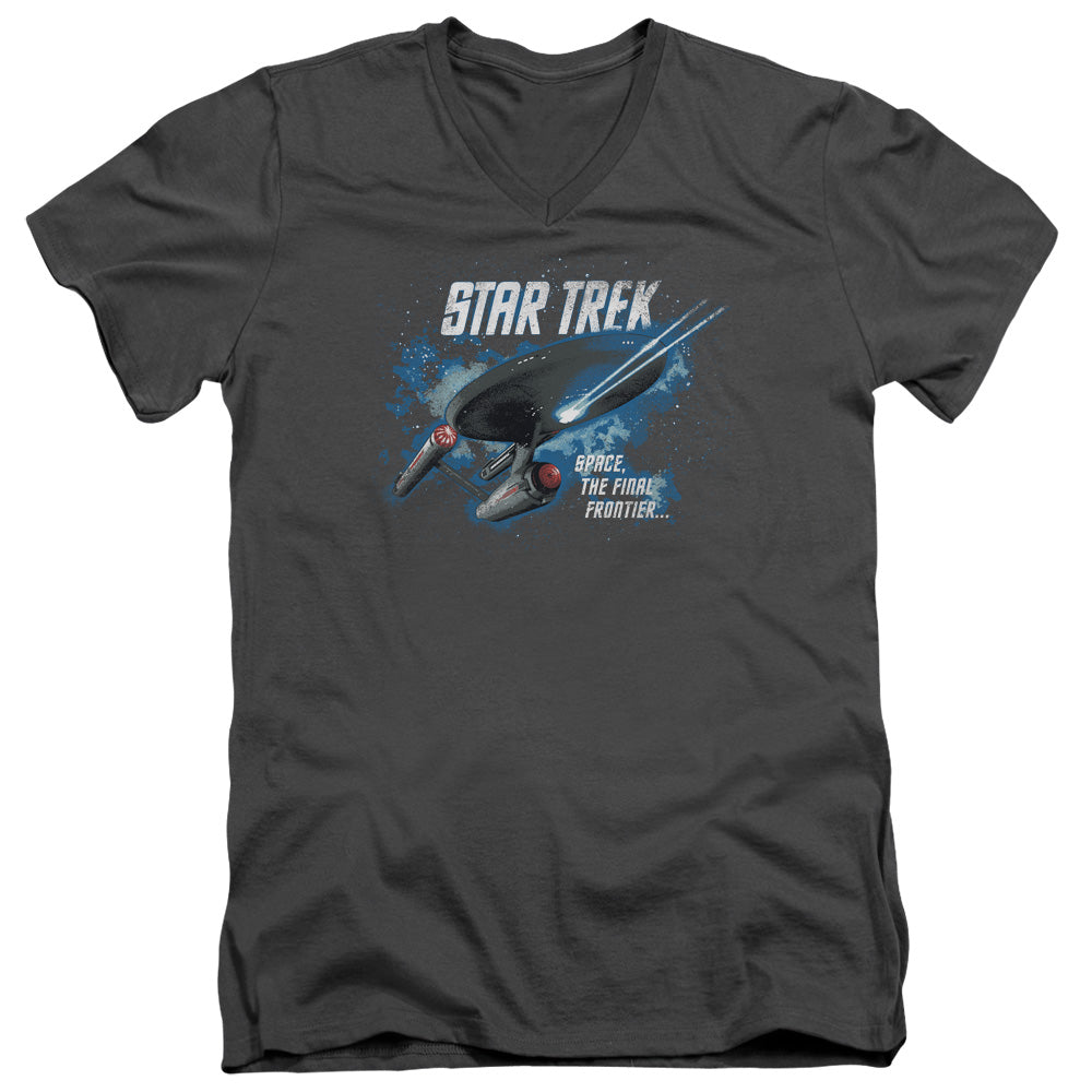 STAR TREK/THE FINAL FRONTIER - S/S ADULT V-NECK 30/1 - CHARCOAL
