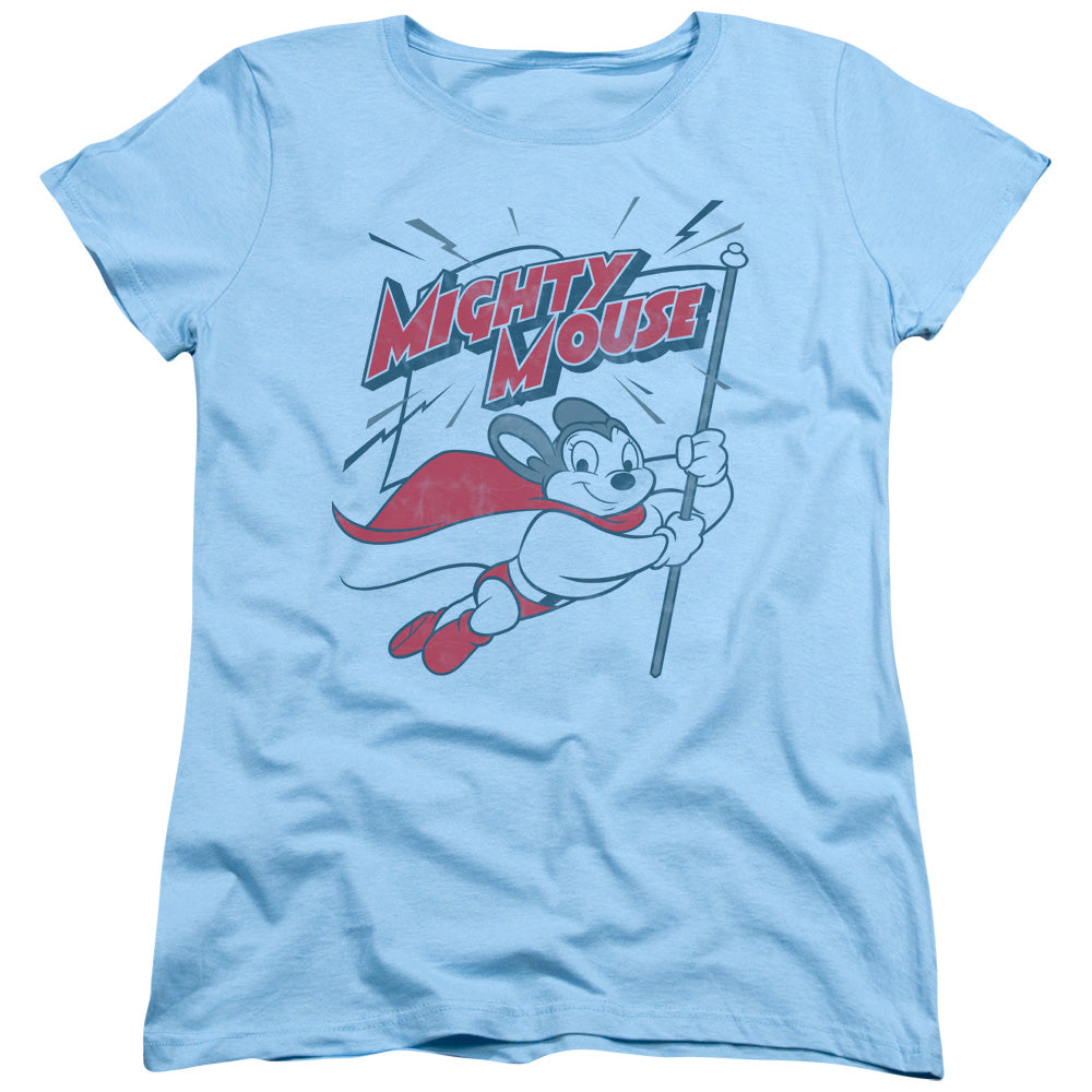 MIGHTY MOUSE/MIGHTY FLAG - S/S WOMENS TEE - LIGHT BLUE