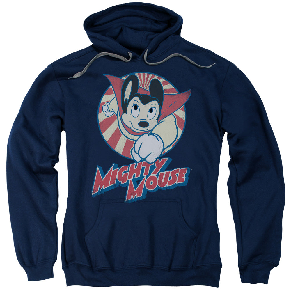 MIGHTY MOUSE/THE ONE THE ONLY - ADULT PULLOVER HOODIE - NAVY