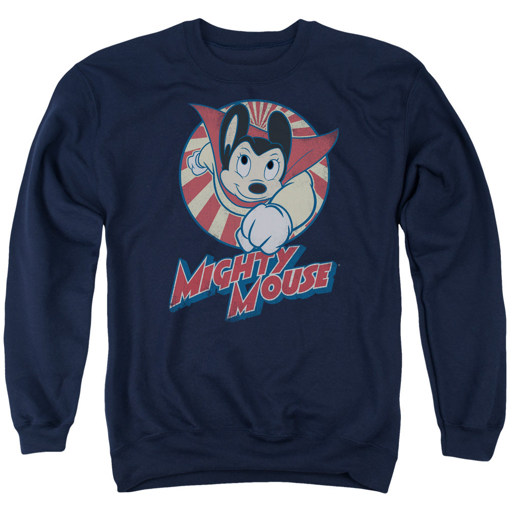 MIGHTY MOUSE/THE ONE THE ONLY - ADULT CREWNECK SWEATSHIRT - NAVY