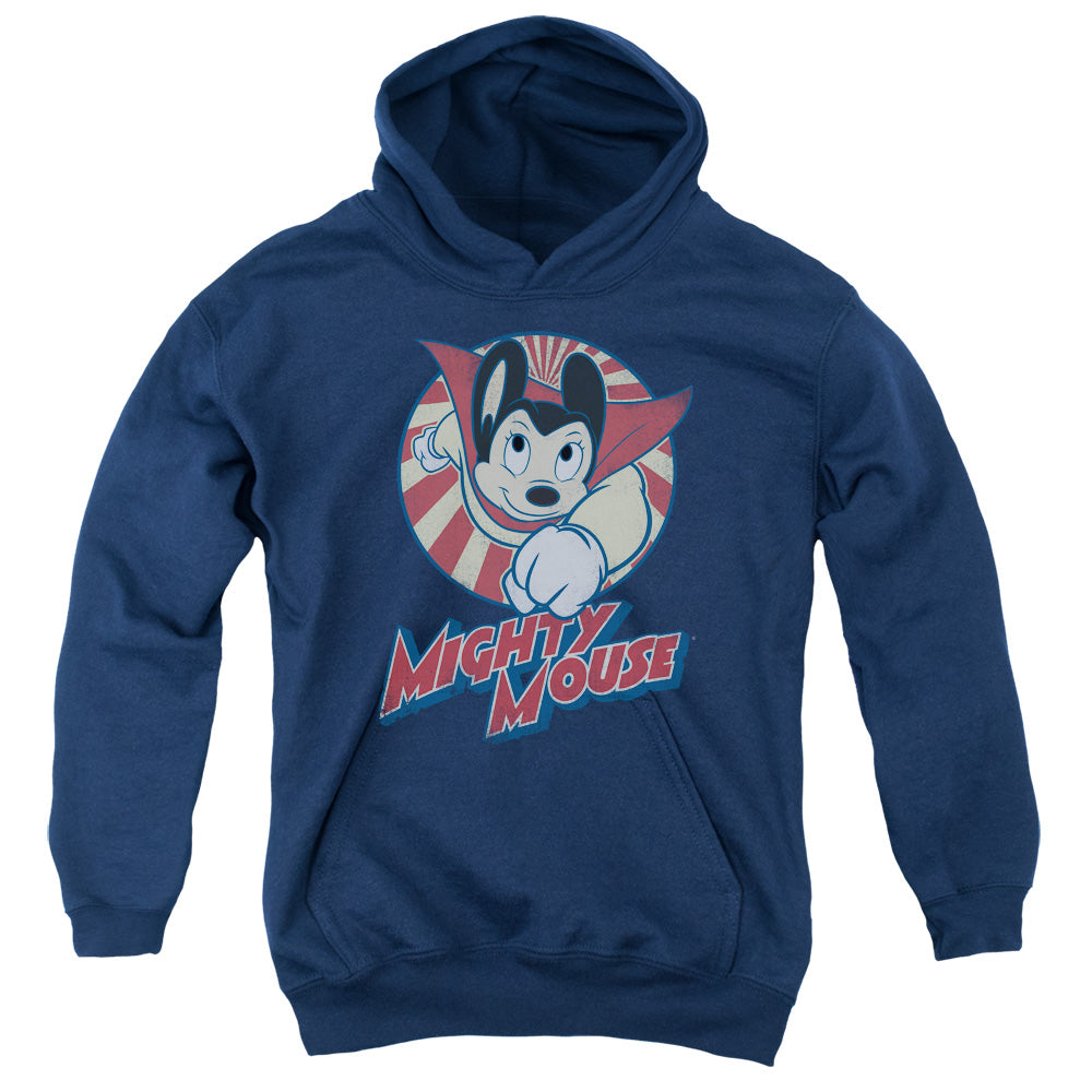 MIGHTY MOUSE/THE ONE THE ONLY - YOUTH PULLOVER HOODIE - NAVY