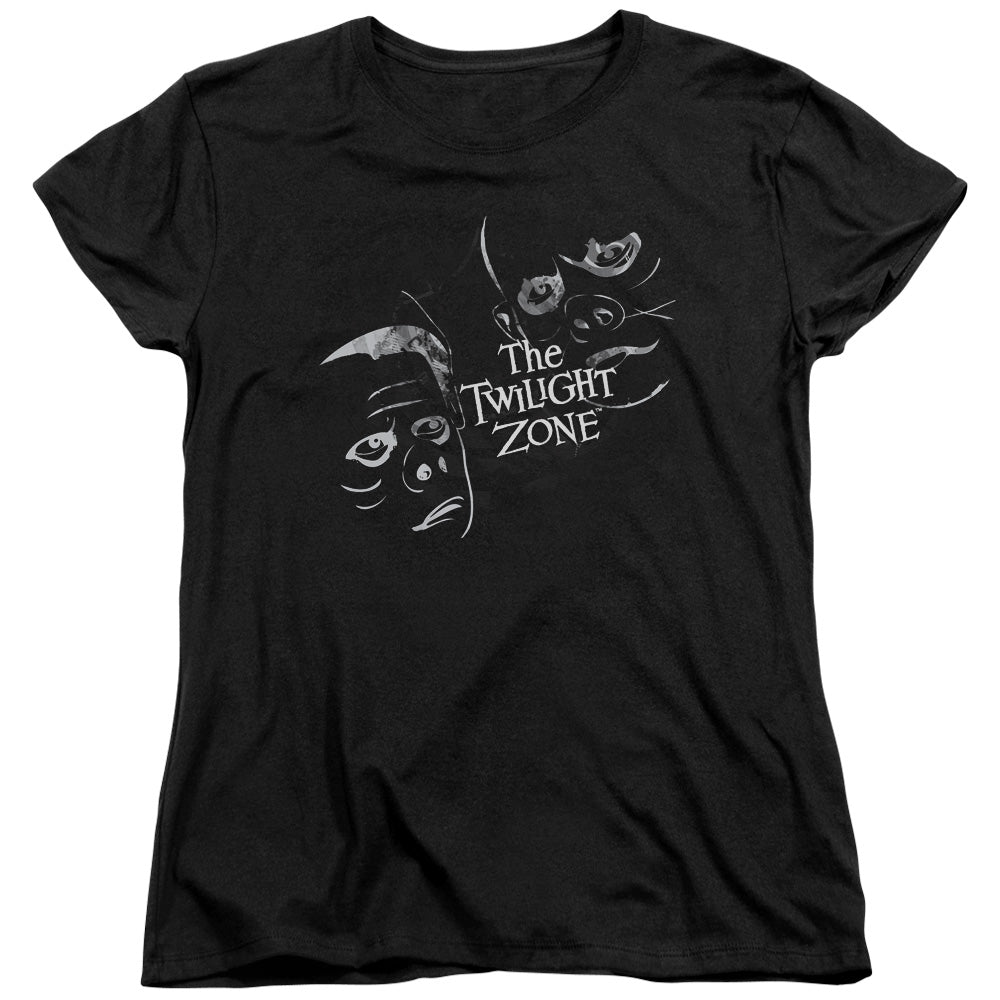 TWILIGHT ZONE/STRANGE FACES - S/S WOMENS TEE - BLACK