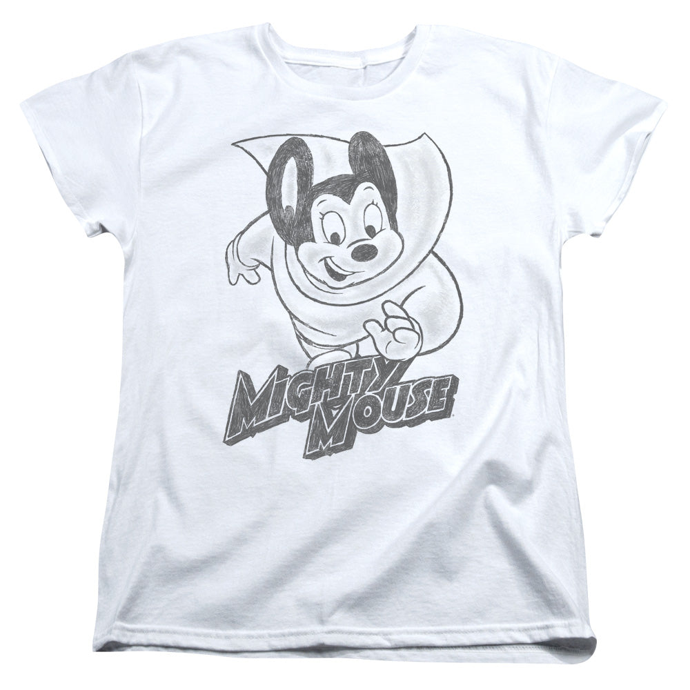 MIGHTY MOUSE/MIGHTY SKETCH - S/S WOMENS TEE - WHITE