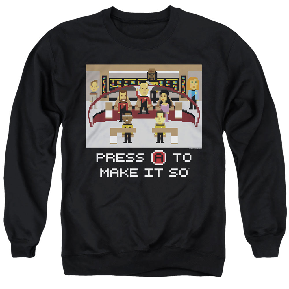 STAR TREK/MAKE IT SO PIXEL - ADULT CREWNECK SWEATSHIRT - BLACK