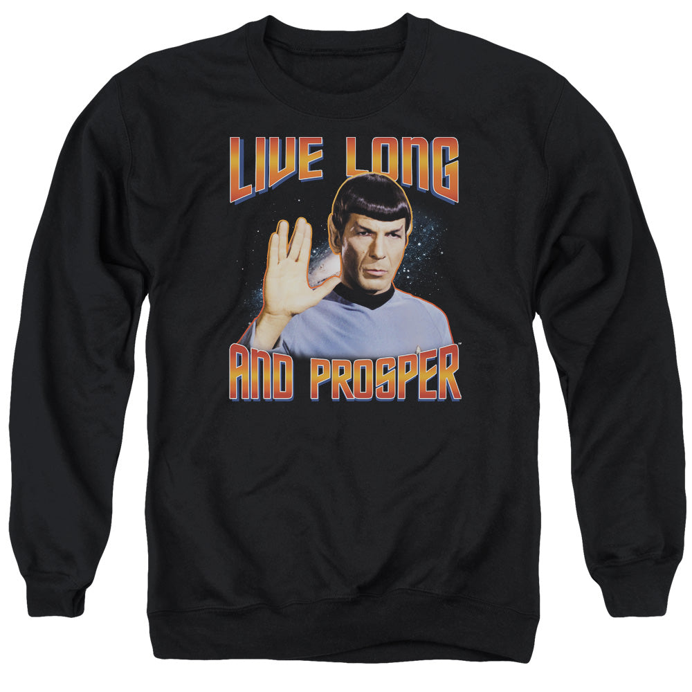 ST ORIGINAL/LIVE LONG AND PROSPER - ADULT CREWNECK SWEATSHIRT - BLACK