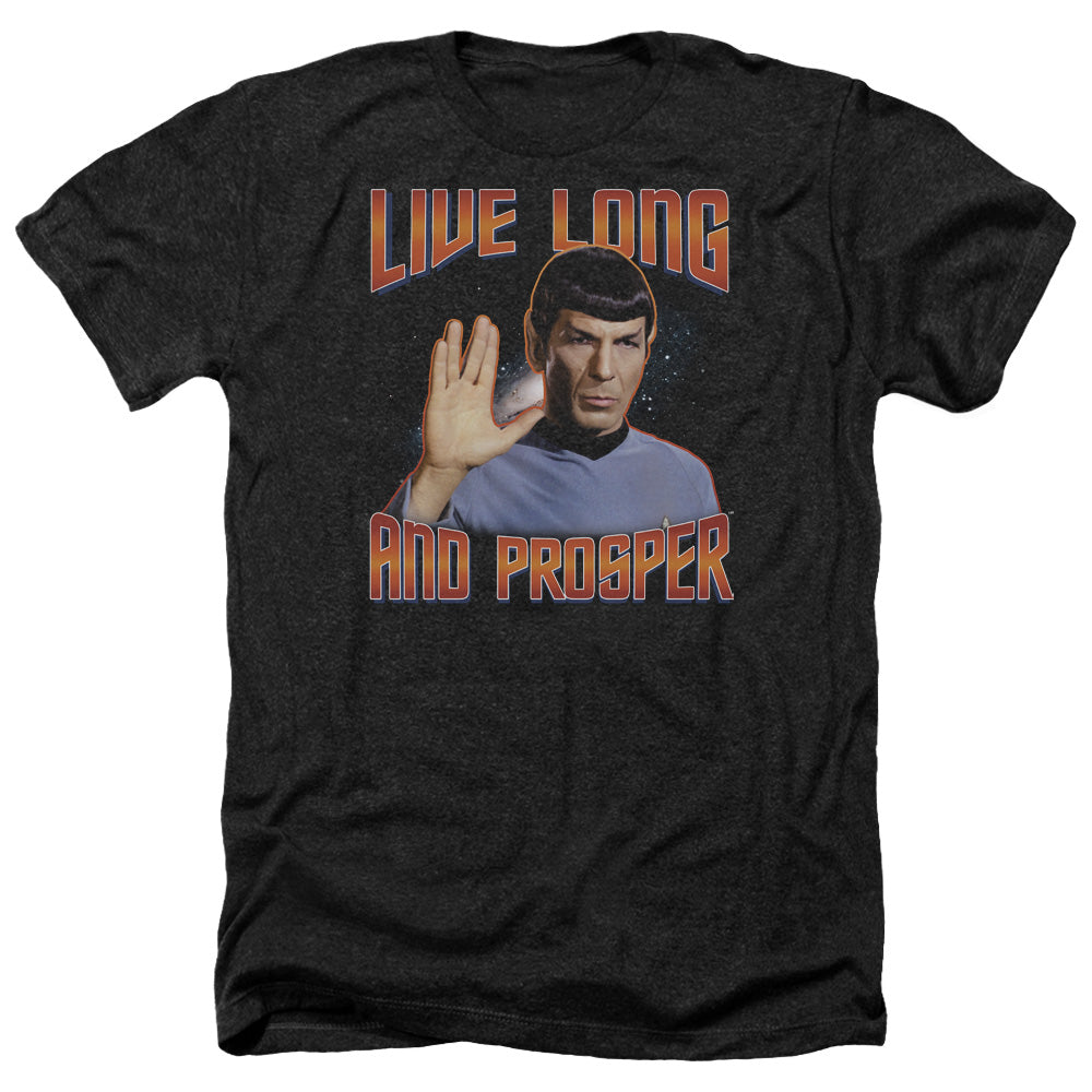 ST ORIGINAL/LIVE LONG AND PROSPER - ADULT HEATHER - BLACK