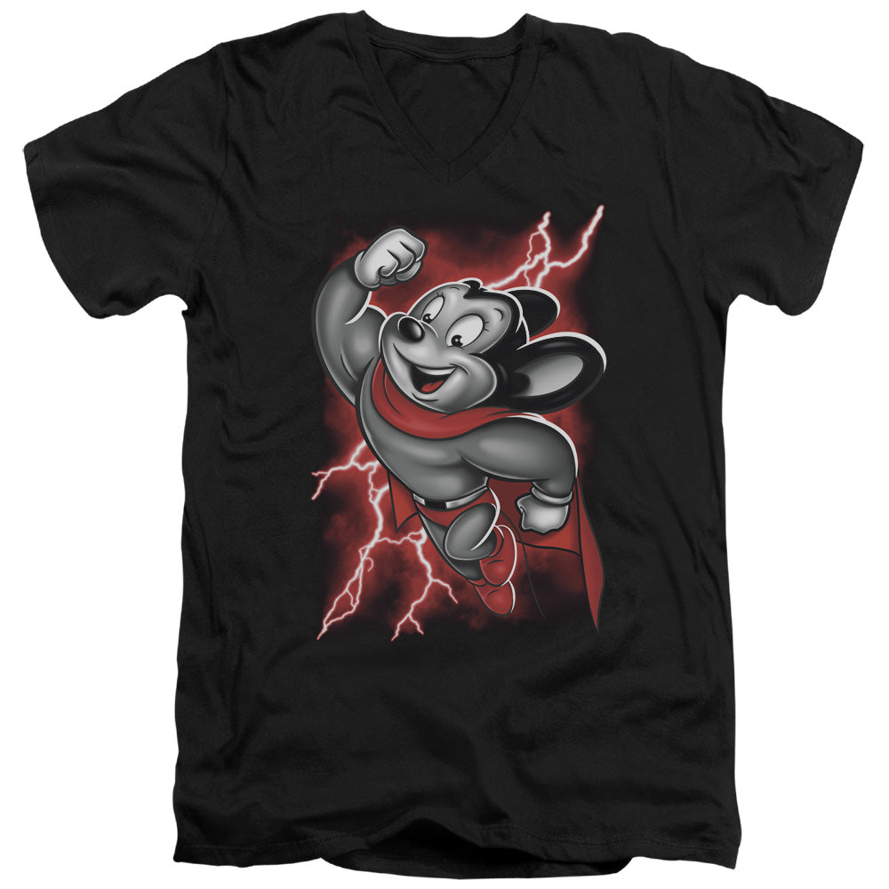 MIGHTY MOUSE/MIGHTY STORM - S/S ADULT V-NECK 30/1 - BLACK