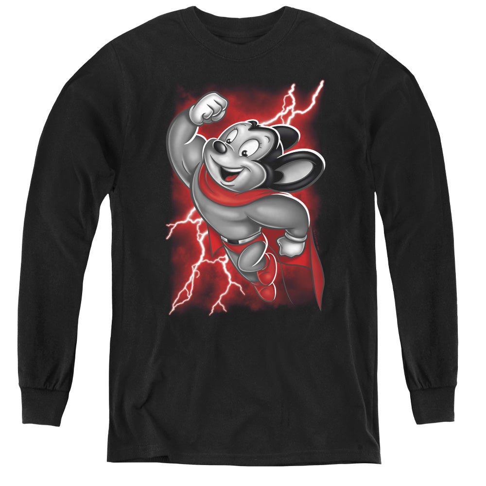 MIGHTY MOUSE/MIGHTY STORM - YOUTH LONG SLEEVE TEE - BLACK