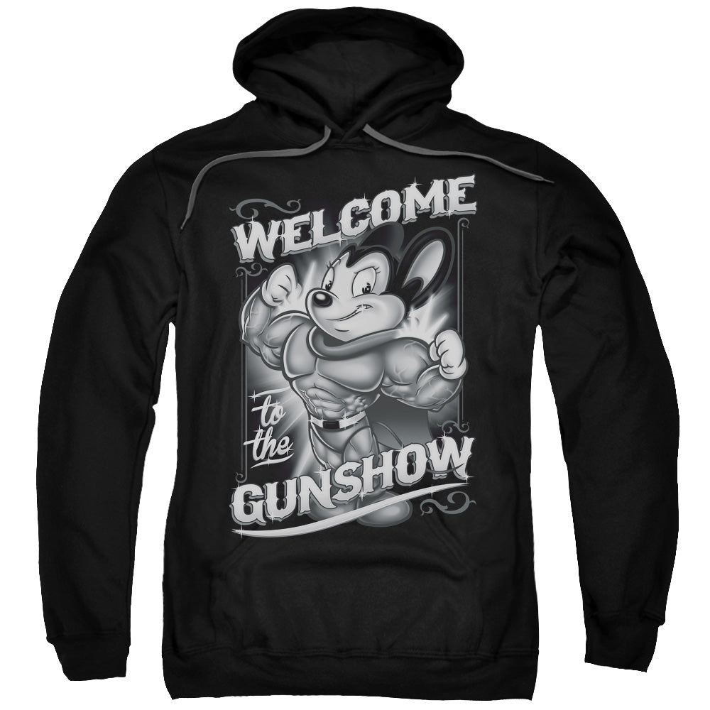 MIGHTY MOUSE/MIGHTY GUNSHOW - ADULT PULLOVER HOODIE - BLACK
