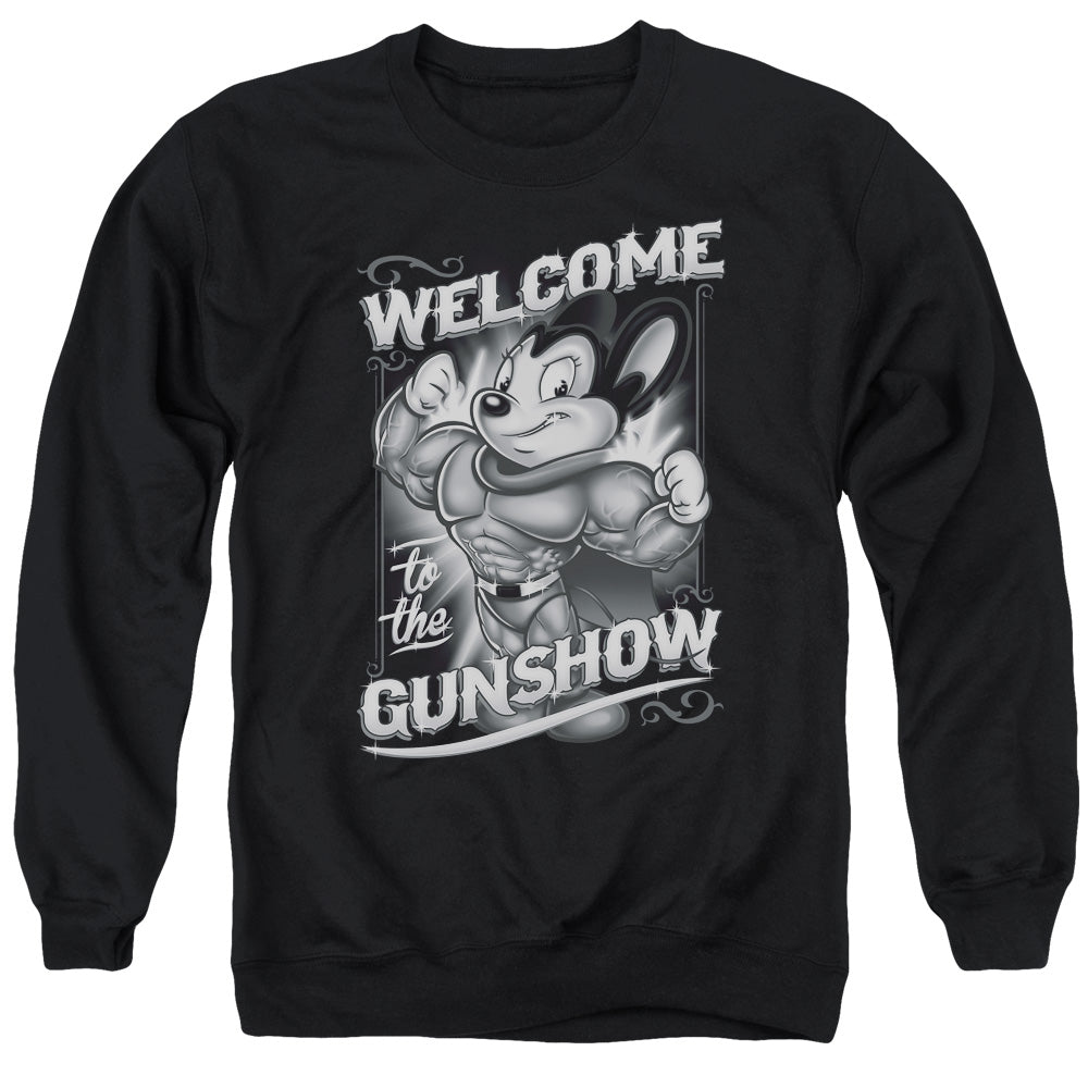 MIGHTY MOUSE/MIGHTY GUNSHOW - ADULT CREWNECK SWEATSHIRT - BLACK