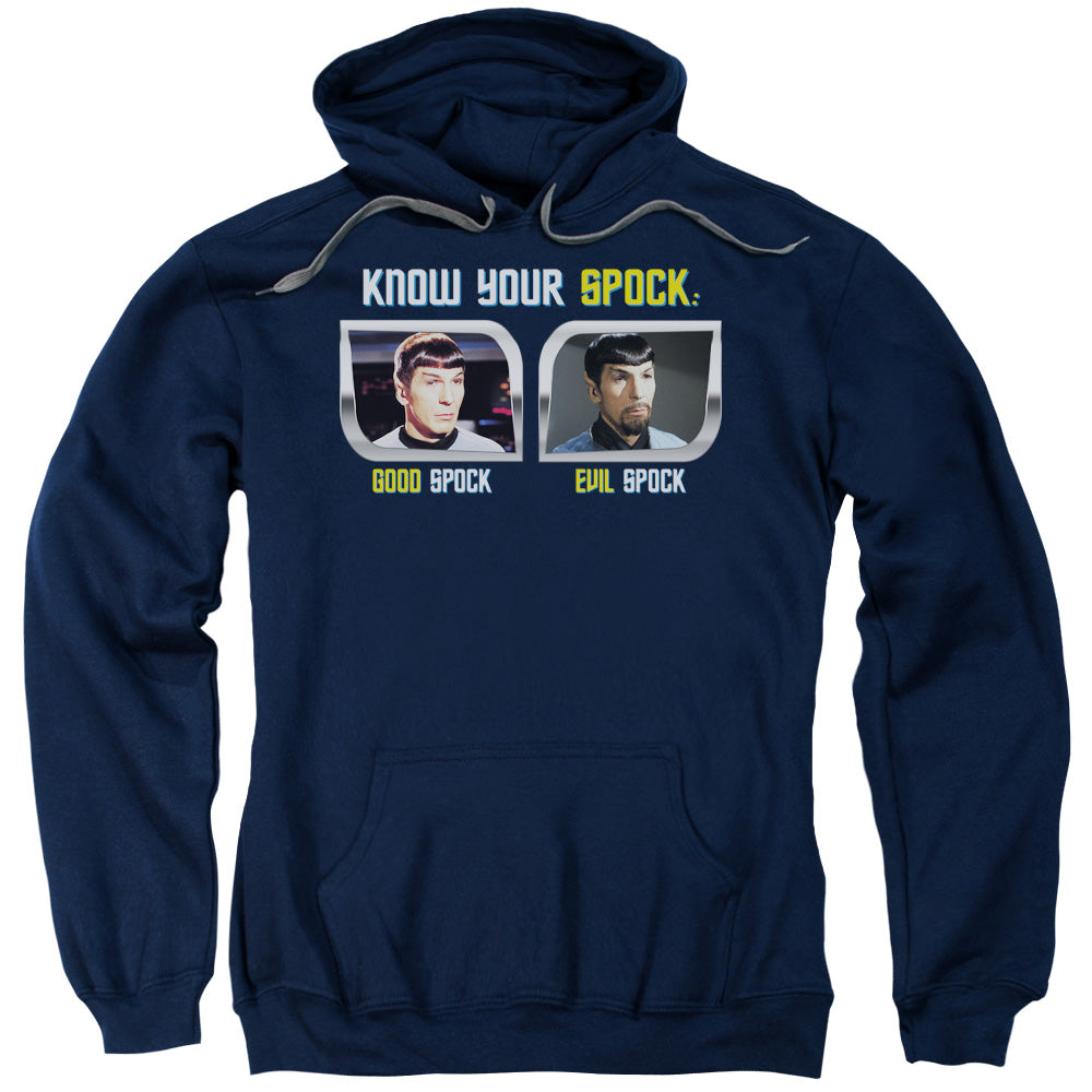 ST ORIGINAL/KNOW YOUR SPOCK - ADULT PULLOVER HOODIE - NAVY