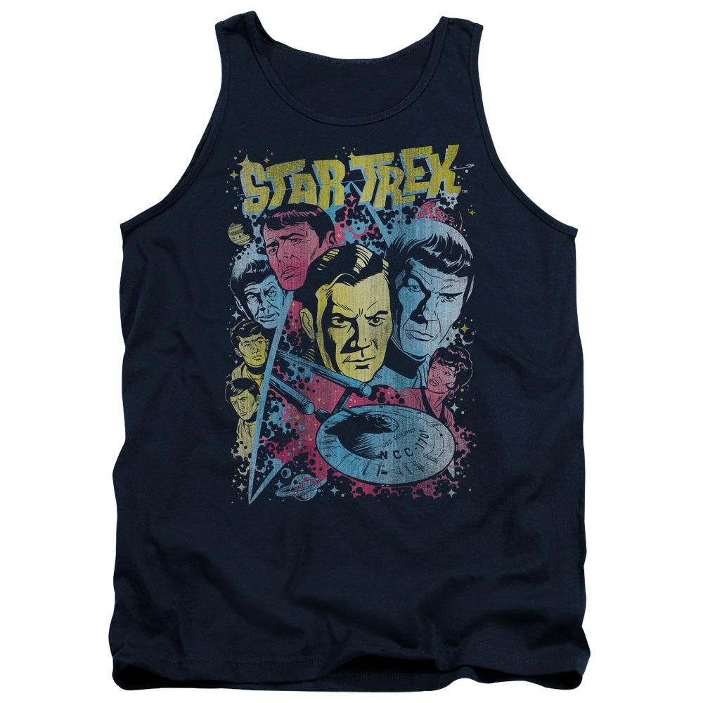 STAR TREK/CLASSIC CREW ILLUSTRATED - ADULT TANK - NAVY