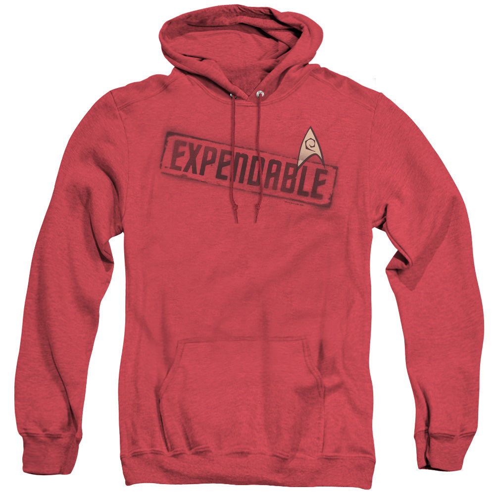STAR TREK/EXPENDABLE - ADULT HEATHER HOODIE - RED
