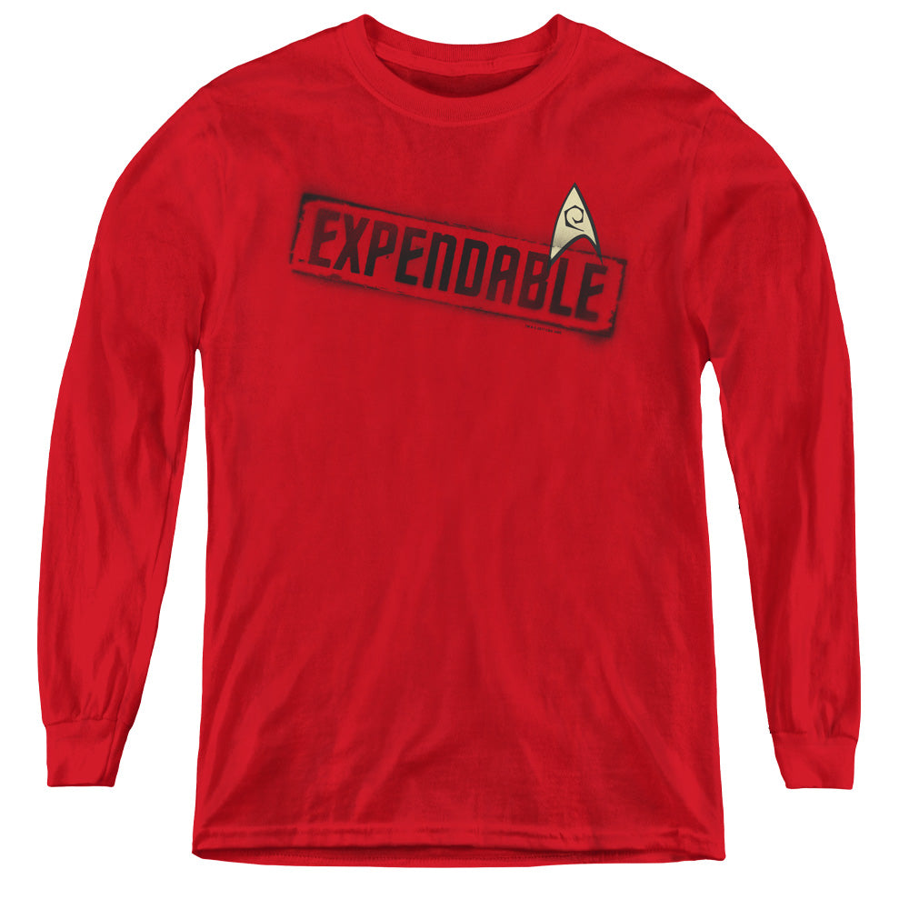 STAR TREK/EXPENDABLE - YOUTH LONG SLEEVE TEE - RED