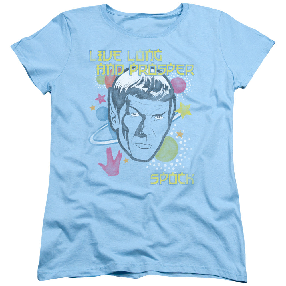 STAR TREK/JAPANSESE SPOCK - S/S WOMENS TEE - LIGHT BLUE